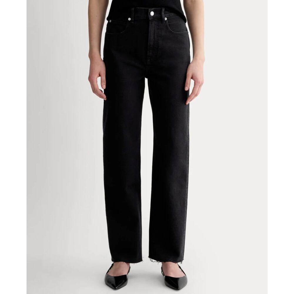NWT Everlane The Way-High Straight Leg Black Denim Jeans Size 25 Long - Picture 2 of 9